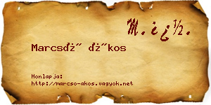 Marcsó Ákos névjegykártya